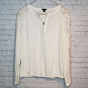 Ann Taylor Long Sleeve Lace Top S